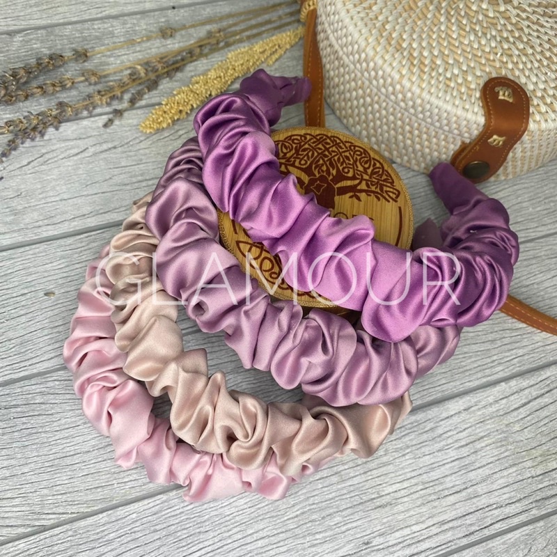 BANDO KOREA scrunchie headband ruffle kerut BESAR accessories  Nagita bahan satin premium