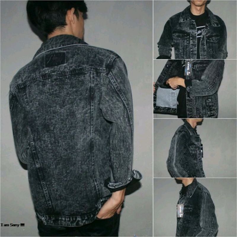 JAKET JEANS SENWOS BIRU PUDAR DAN HITAM PUDAR