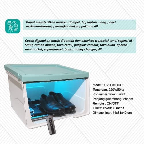 UV Box Sterilisasi / Box UV / UVC Sterilizer Box Remote Timer Dengan Lampu Philips