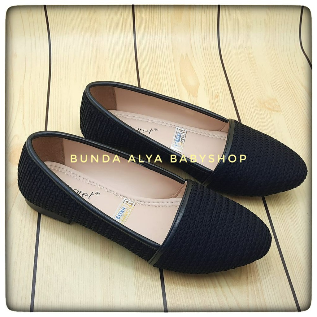 Sepatu Wanita Slipon Premium  HITAM Suede SIze Size 37 - 40 Cabaret - Sepatu Flatshoes Perempuan Bagus