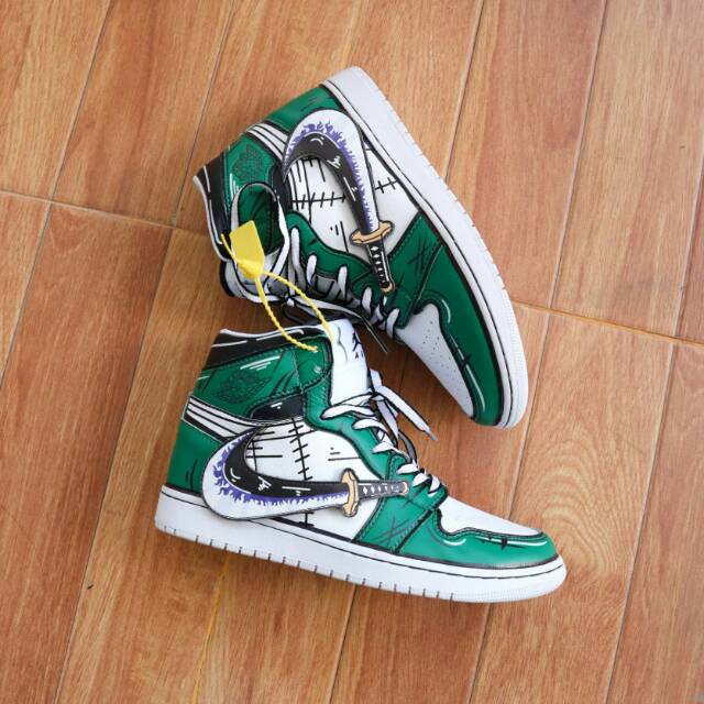 Sepatu Cowok / Sneakers Pria Nike Air Jordan 1 x One Piece " Zoro
