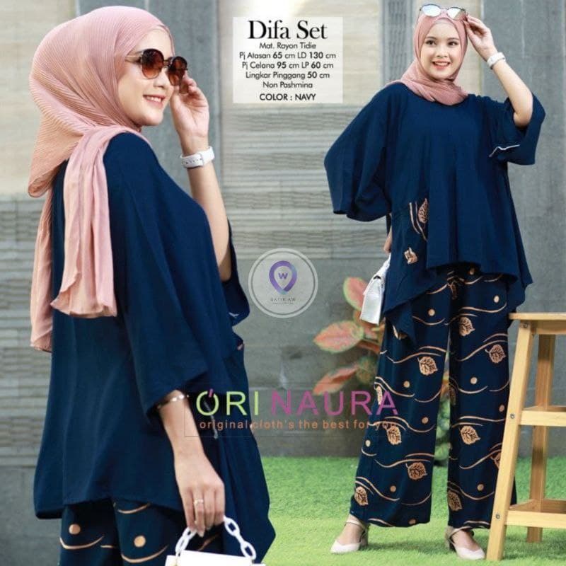 ONE SET WAKA WAKA DIFA SET 2 in 1 JUMBO  (ATASAN  + CELANA ) / SETELAN WAKA WAKA RAYON / SET RAYON