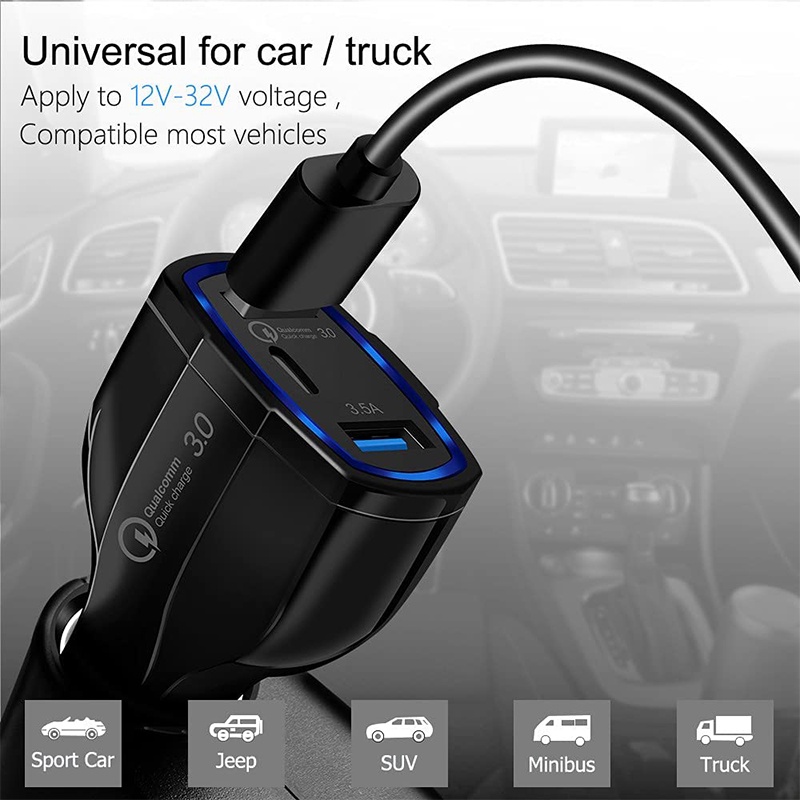 【CC002/003】Fxing Car Charger 30W Fast Charger Adaptor Charger Mobil 5v 3.1a Quick Charge Dengan Dua Port Usb Dan Layar Led Fast Charging