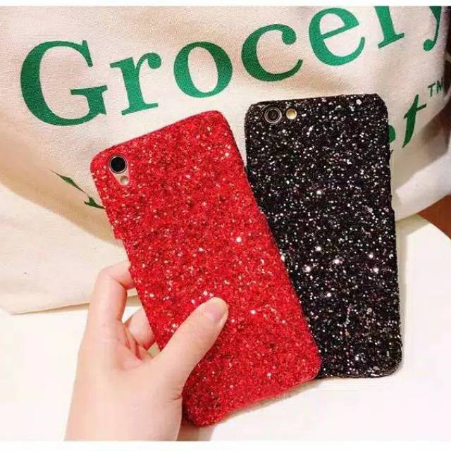 Oppo F1 plus A5 2020 A9 2020 F11 A1k Realme 5 5i C3 C2 R9 pro reno 2f - Case HC glitter tabur polos
