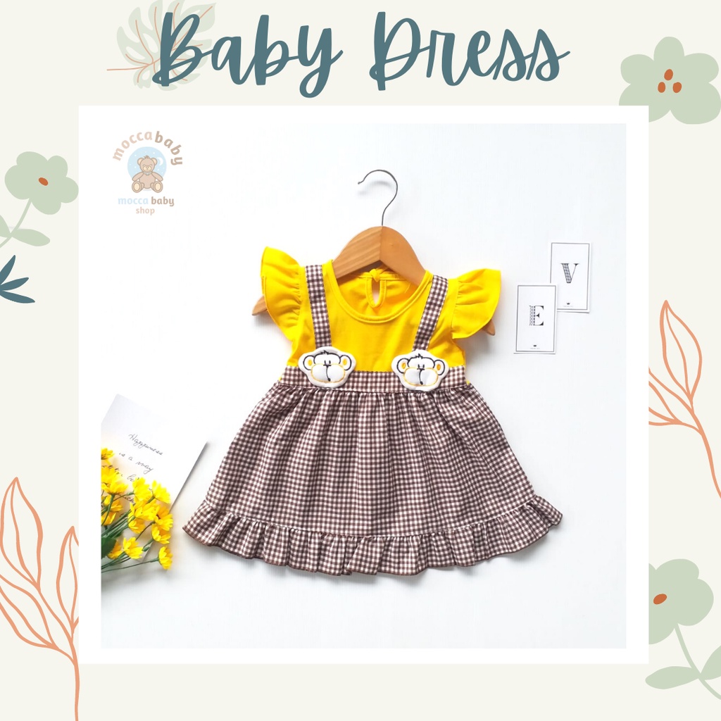 MBSS - QIU2 LITTLE MONKEY Baju Bayi Model Dress MURAH Baby Girl (0-6 bulan)  Dress Anak Perempuan