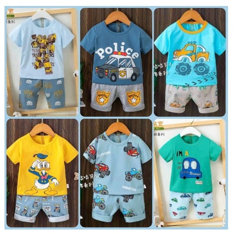 Piyama anak cowok import / setelan HPL anak cowok / baju harian anak cowok celana tanggung