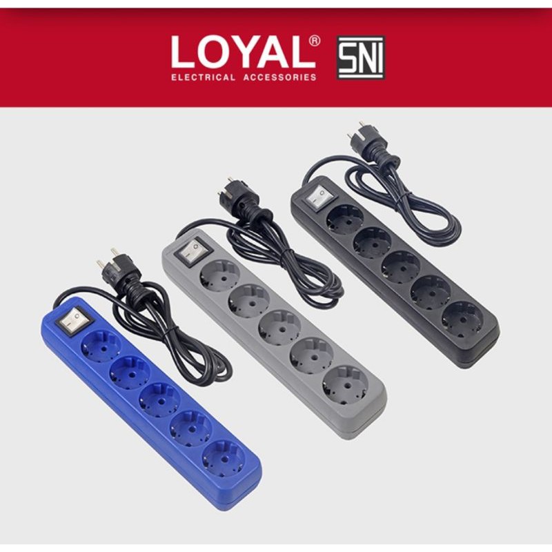 Stop Kontak 5Lubang + 1 Saklar + Kabel 3M Loyal LY209