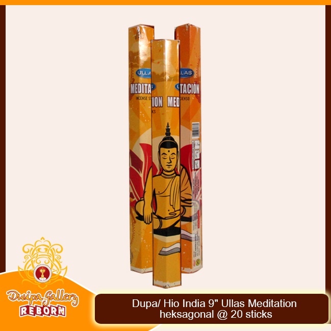 Dupa Hio India Wangi Meditation Ullas heksagonal 9&quot; @20 sticks