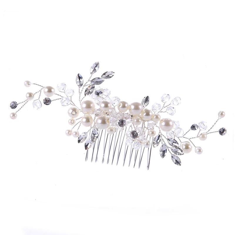 Bridal Wedding Hair Comb / Sparkly Rhinestones Side Combs Crystals Pearls Flower Bride Hairpieces / Gorgeous Hair Accessories for Women and Girls