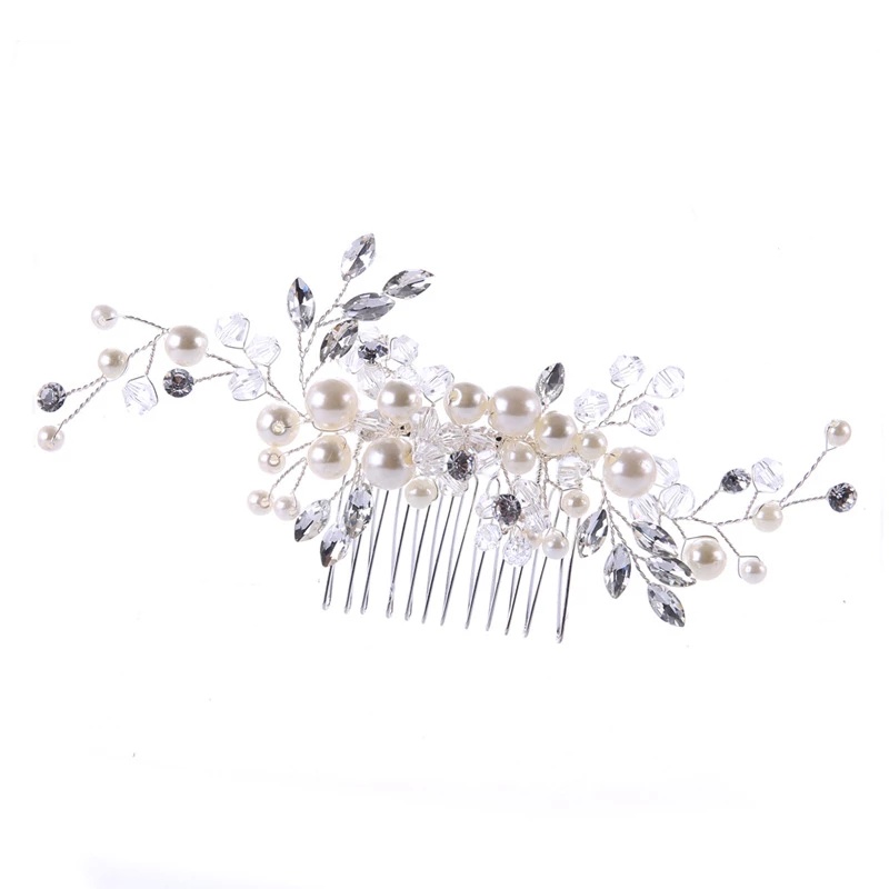 Bridal Wedding Hair Comb / Sparkly Rhinestones Side Combs Crystals Pearls Flower Bride Hairpieces / Gorgeous Hair Accessories for Women and Girls