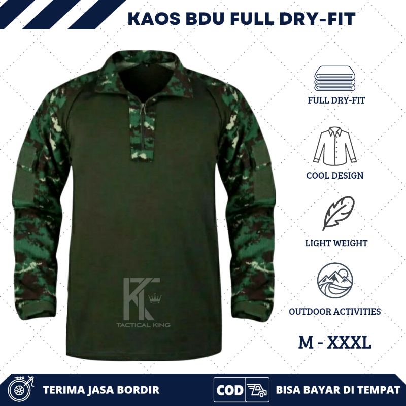 KAOS BDU FULL DRYFIT/ Kaos Army /Kaos Tactical /Kaos BDU premium bahan dypit