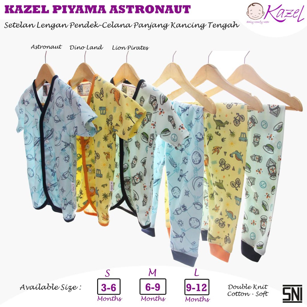 Kazel Setelan Baju Panjang Celana Panjang Baju Pendek Celana Pendek Baju Pendek Celana Panjang Bayi Piyama Anak 3 Bulan - 18 Bulan