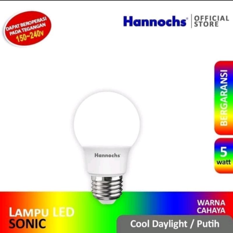 HANNOCHS SONIC 5W 5WATT 5 WATT - LAMPU LED HANNOCH SONIC 5W 5WATT 5 WATT CAHAYA PUTIH