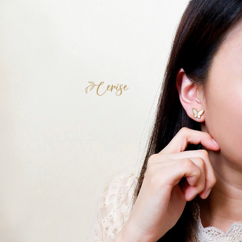 Kalla Earrings | Anting tusuk korea kupu-kupu putih emas cantik aksesoris wanita korean style trendy