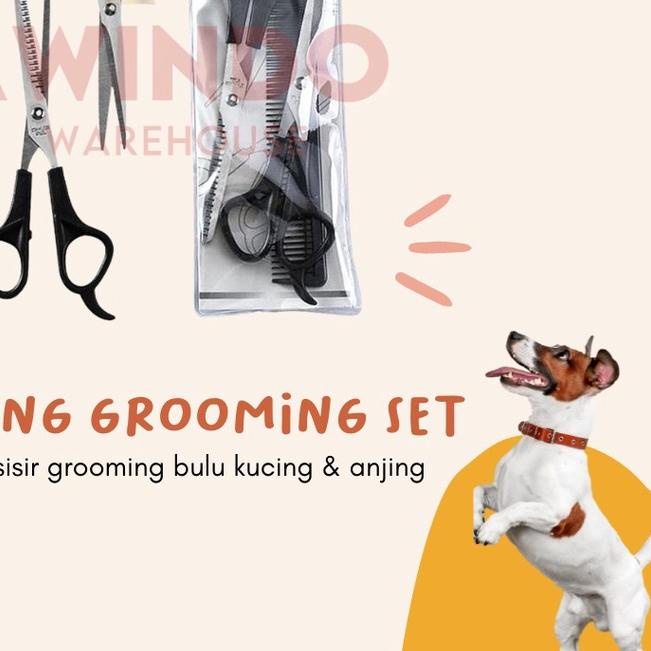 ☂ GUNTING GROOMING SET - Gunting Sisir Grooming Bulu Kucing Anjing ☞