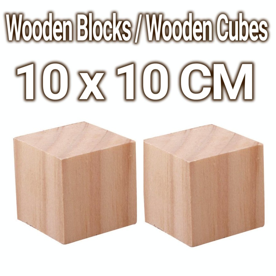 SangKayu Wooden Block 10x10 cm Wood Cube Balok Kayu Kubus Bahan Craft Dekorasi