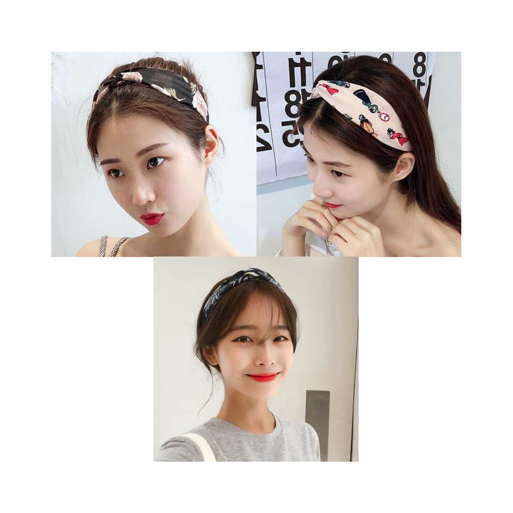 3SP | ART28 Bando Bandana Headband Simpul Twist Motif Bunga Bondu Cantik Aksesoris Rambut Ala Korea Import Murah