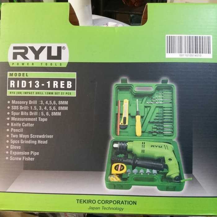 MESIN BOR TANGAN RYU RID13-1 RE / MESIN BOR set 27 pcsTEMBOK TEKIRO