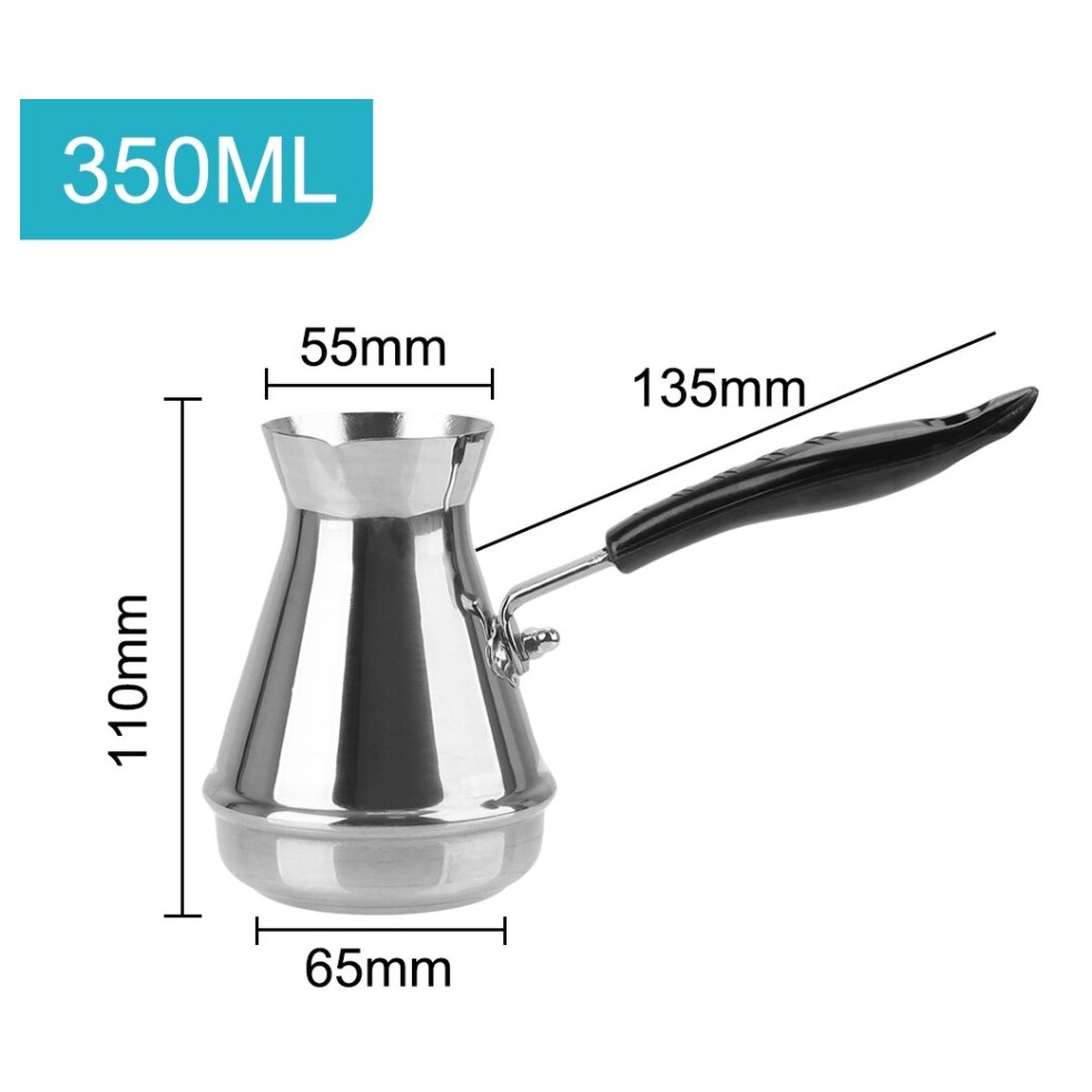 Ibrik Kopi Turki 350 ml Panci Lebur Mentega Susu Baja Tahan Karat Peralatan Kopi Pot