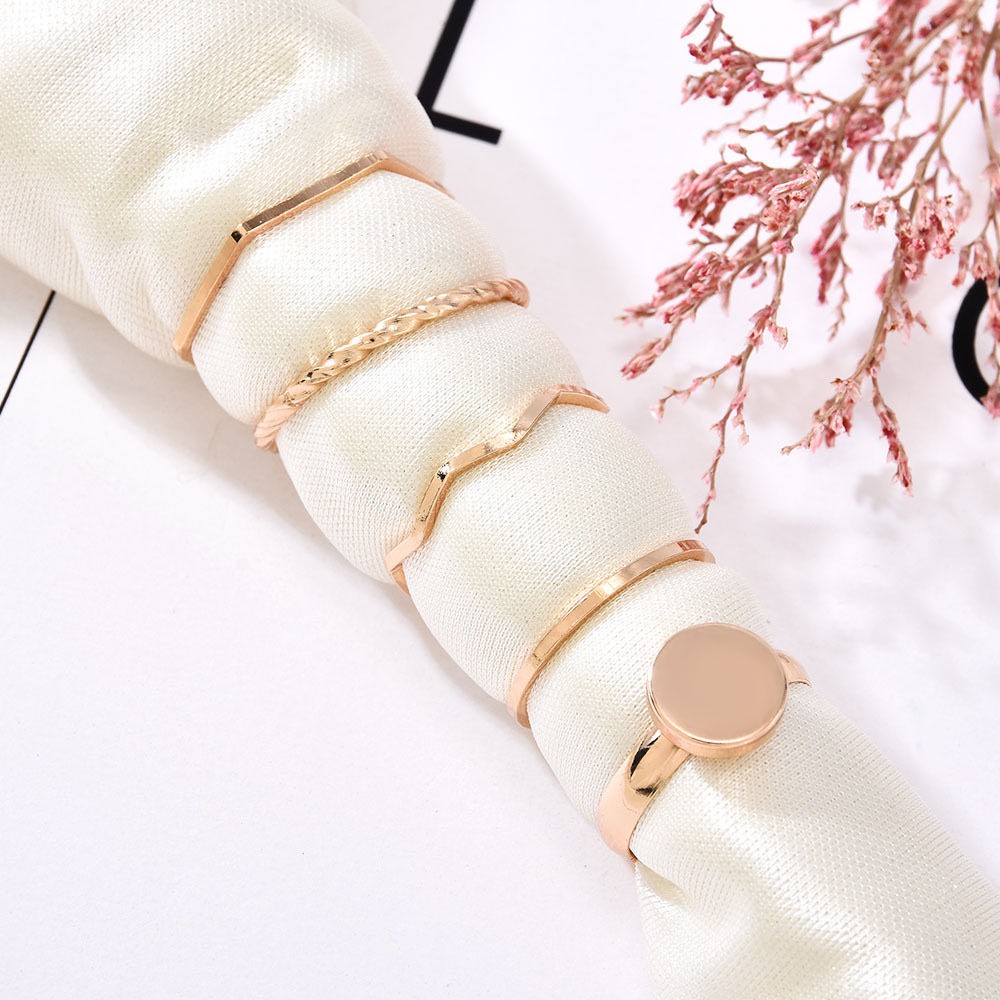 5pcs/cincin wanita fashion perhiasan korea hip hop cincin logam