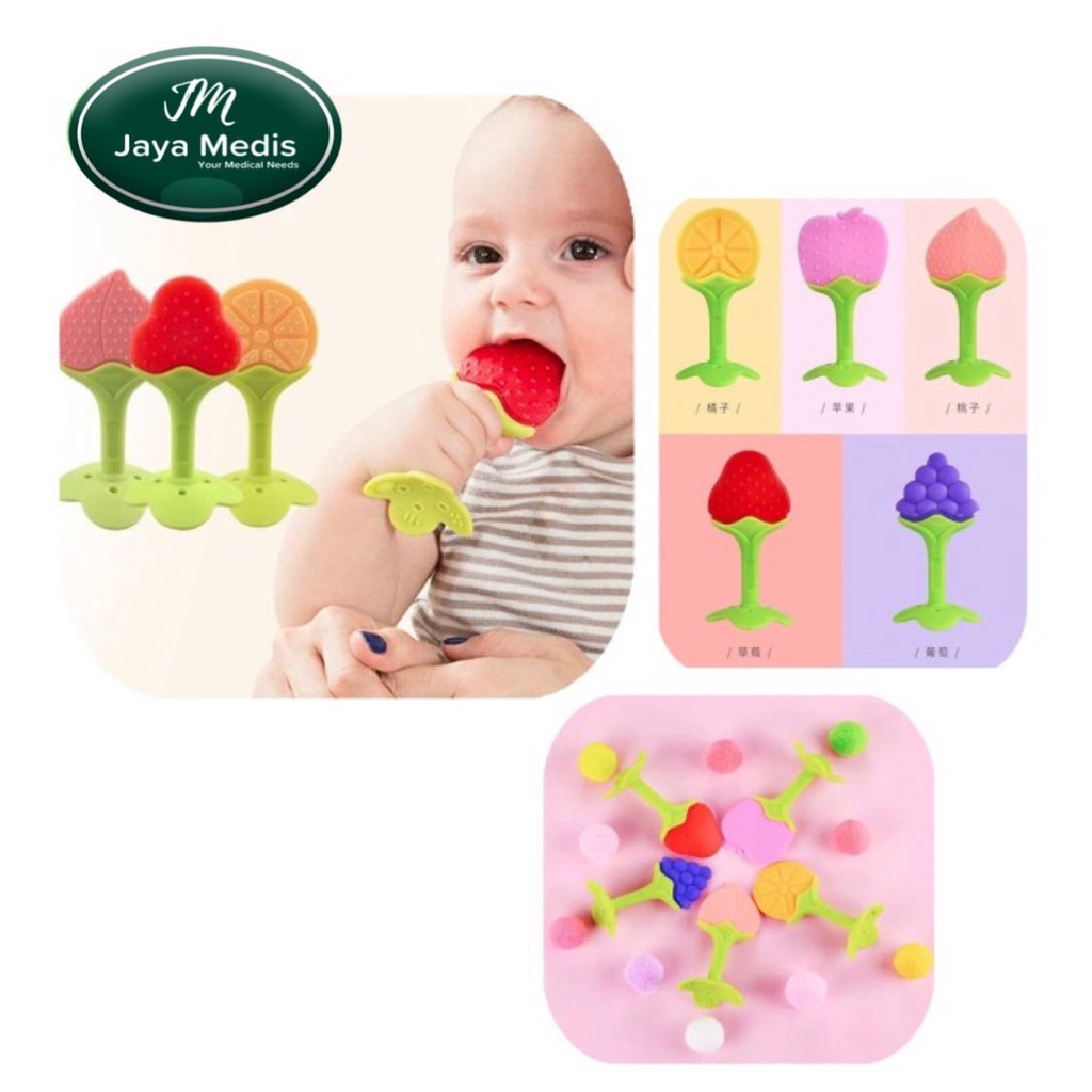 Teether Mainan Gigitan Bayi Silikon Model Buah