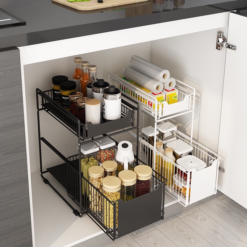 Rak Dapur Serbaguna Keranjang Laci Tarik Geser Dapur Organizer MB1012