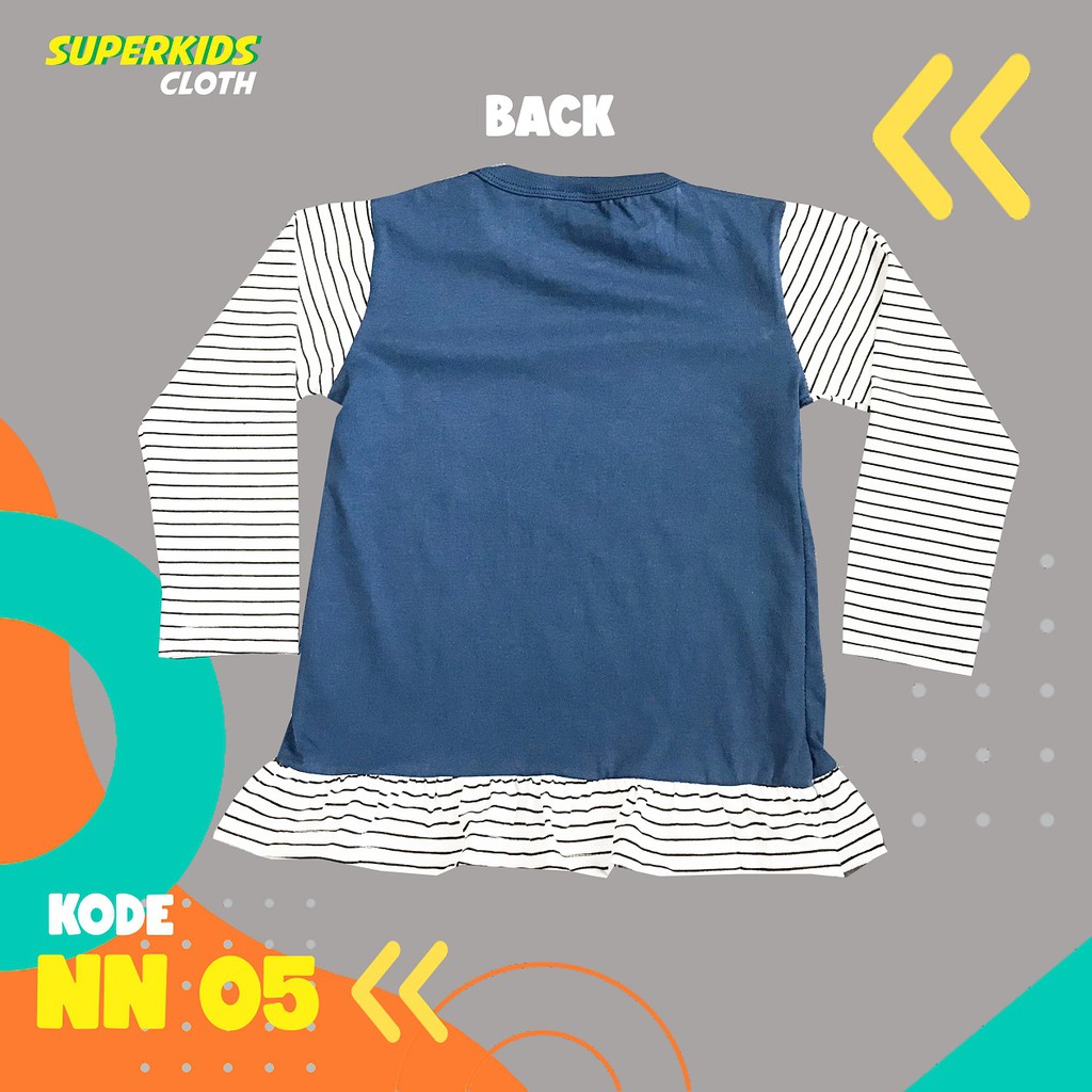 BAJU ANAK PEREMPUAN / KAOS ANAK PEREMPUAN / PAKAIAN ANAK CEWEK KAOS ANAK CEWEK LENGAN PANJANG STRIPE U'RE SPECIAL (NEW NORMAL EDITION) SUPERKIDS CLOTH 1 - 11 TAHUN