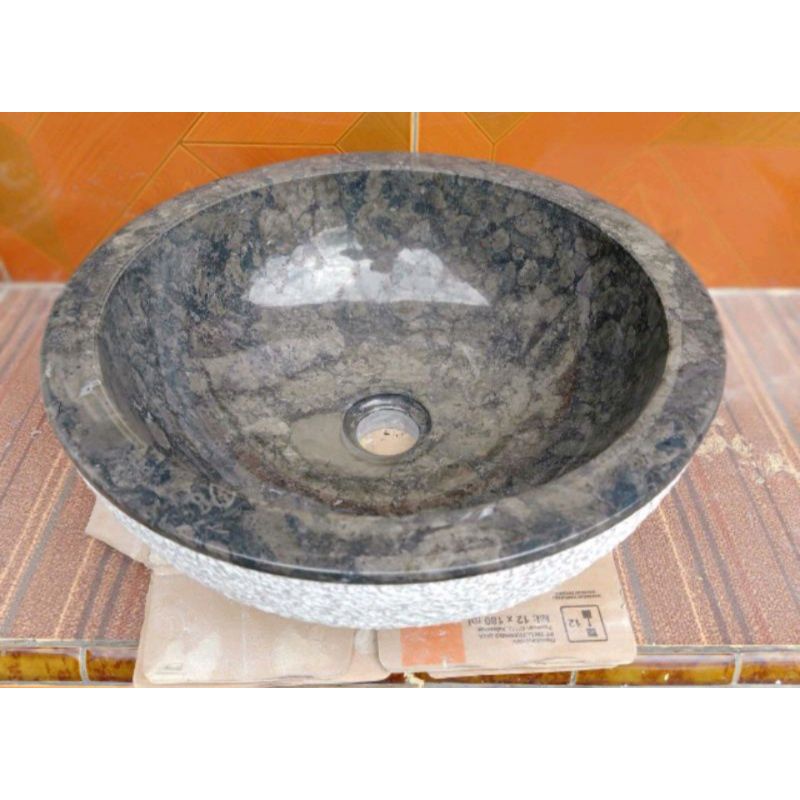 Wastafel Marmer Hitam Tempat Cuci Tangan Wadan Air Serbaguna Wastafel Model Bulat Furniture Dapur Wa