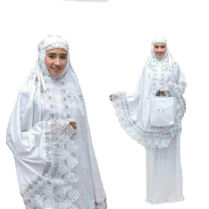 Micci Fashion Mukena Dewasa Nazwa Daun Katun Foil - Putih Limited