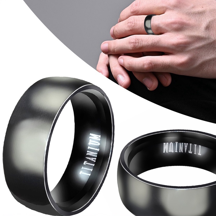 Fashion Wanita Gadis Stainless Steel Cincin Gaya Lebar Hitam | Hadiah Perhiasan