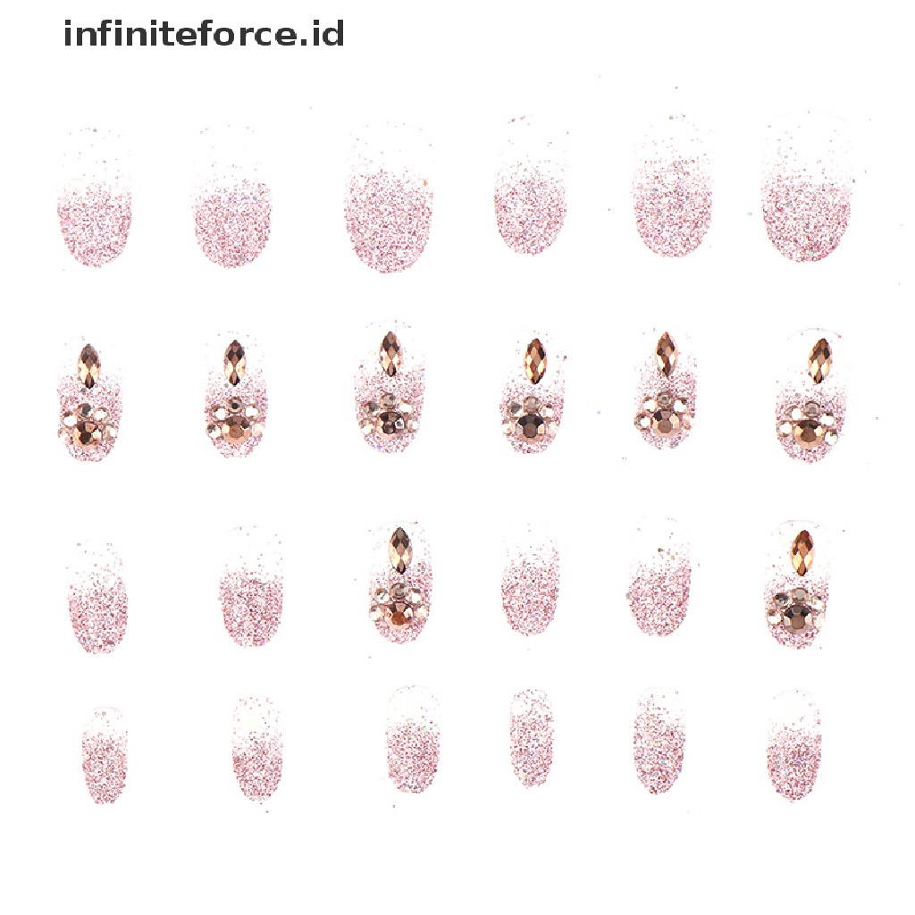 Infiniteforce.id 24Pcs / Set Kuku Palsu Akrilik UV gel Untuk Nail art Diy