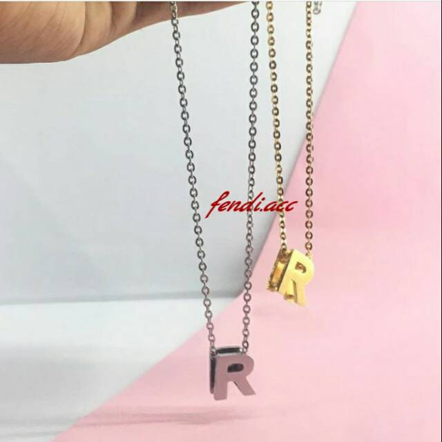 Kalung nama inisial lapis emas murah
