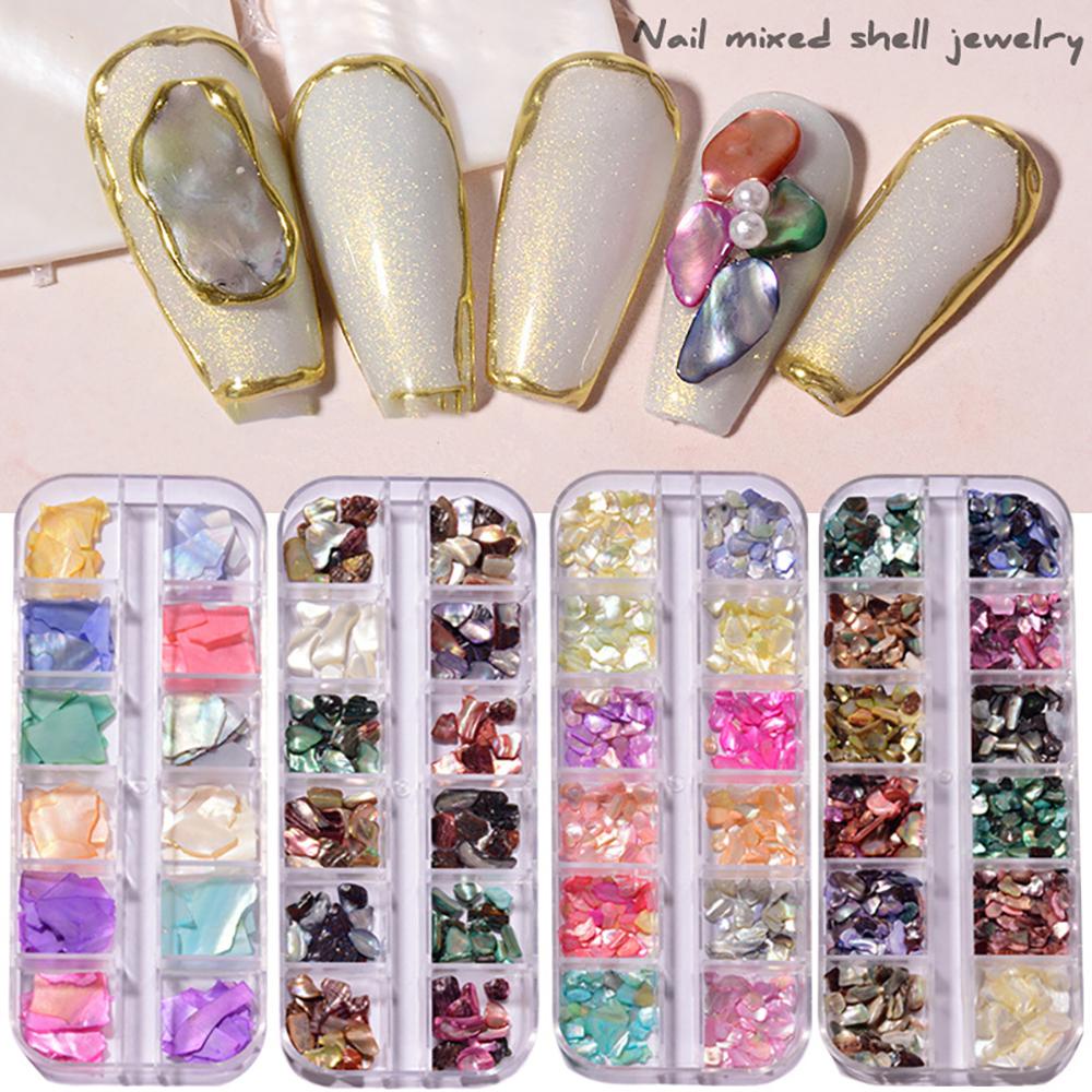 AUGUSTINA Augustina Nail Art Dekorasi DIY Ukuran Campur Symphony Manicure Irregular Nail Shell Flakes