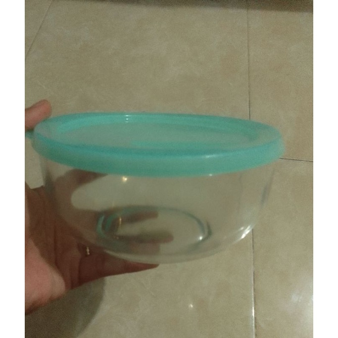 mangkok kaca tutup plastik