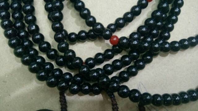 Tasbih Kalung Buddha Batu Onyx Hitam Import