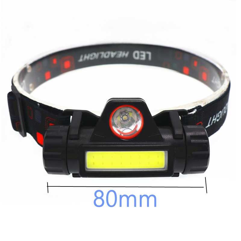 Headlamp Flashlight Senter Kepala Super Terang Tahan Lama Jarak Jauh Murah Berkualitas / Senter Kepala LED Headlight USB Rechargeable Q5 + COB/ lampu kepala super terang dapat dicas senter mini LED kepala senter magnet tempel logam