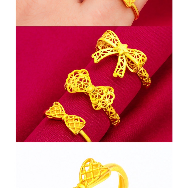 Cincin Emas Asli Kadar 375 Desain Kupu-Kupu Dapat Disesuaikan Untuk Wanita