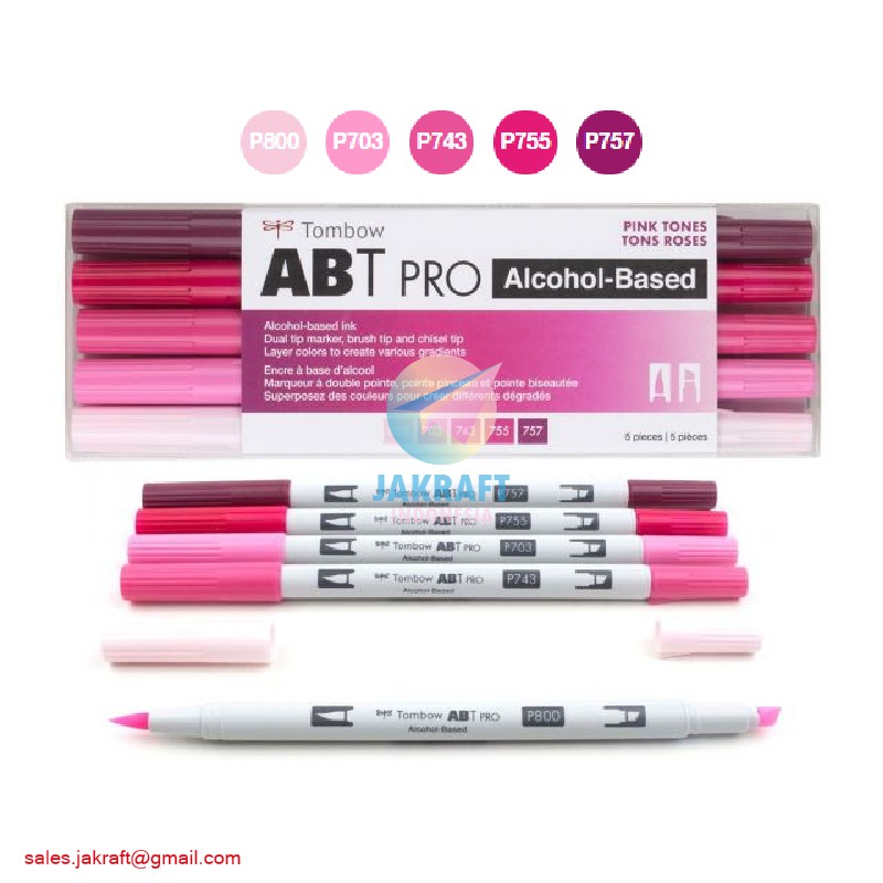 

(5 Pcs) Spidol Kuas Permanent TOMBOW ABT PRO 5 Warna Merah Muda Pink Blend Set Dual Brush Pen Maker