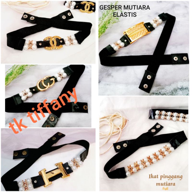 READY GROSIR 12PIC SABUK MUTIARA/ BELT KEPALA EMAS WANITA