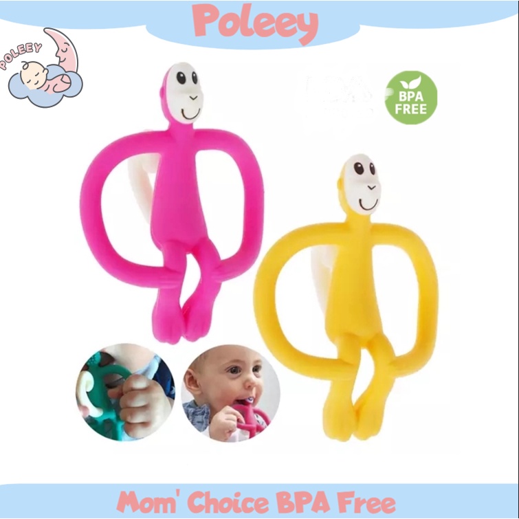 Teether Bentuk Monyet Bahan Silikon PP Untuk Bayi