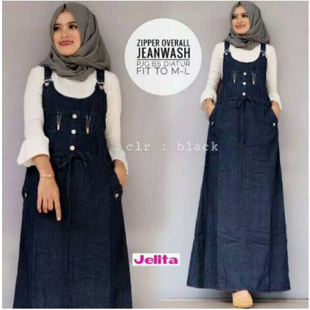 ZIPPER overall jeans hitam KEKINIAN