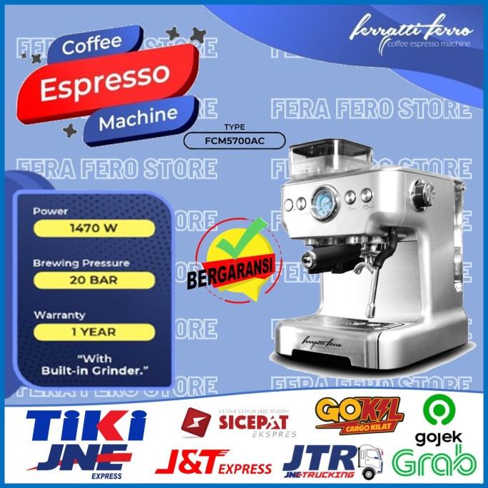 Mesin Kopi Espresso Ferrati Ferro Fcm5700Ac Fcm-5700Ac 3Qza123M5D