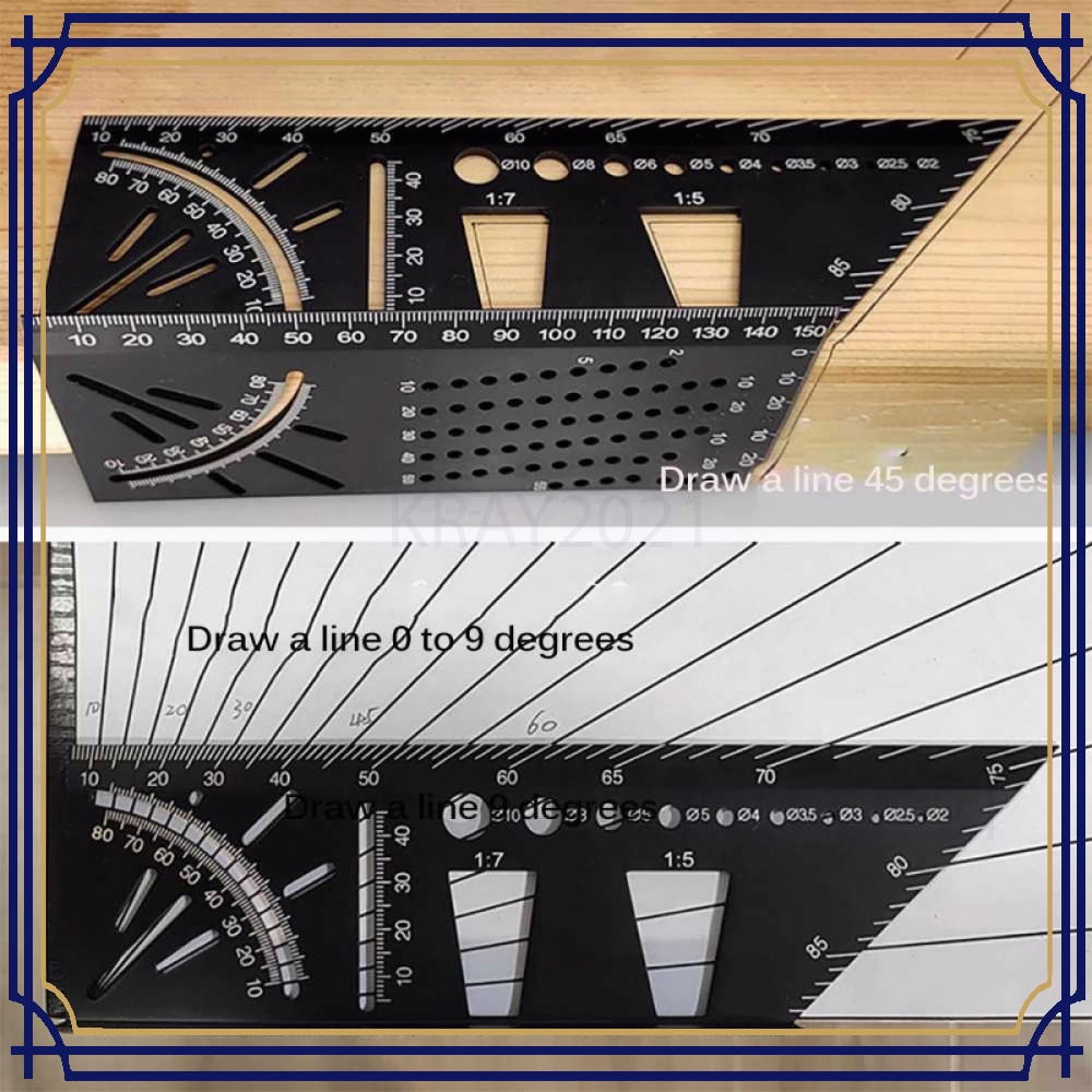 Penggaris Angle Ruler Mark 3D Measuring Tool Aluminium - M142