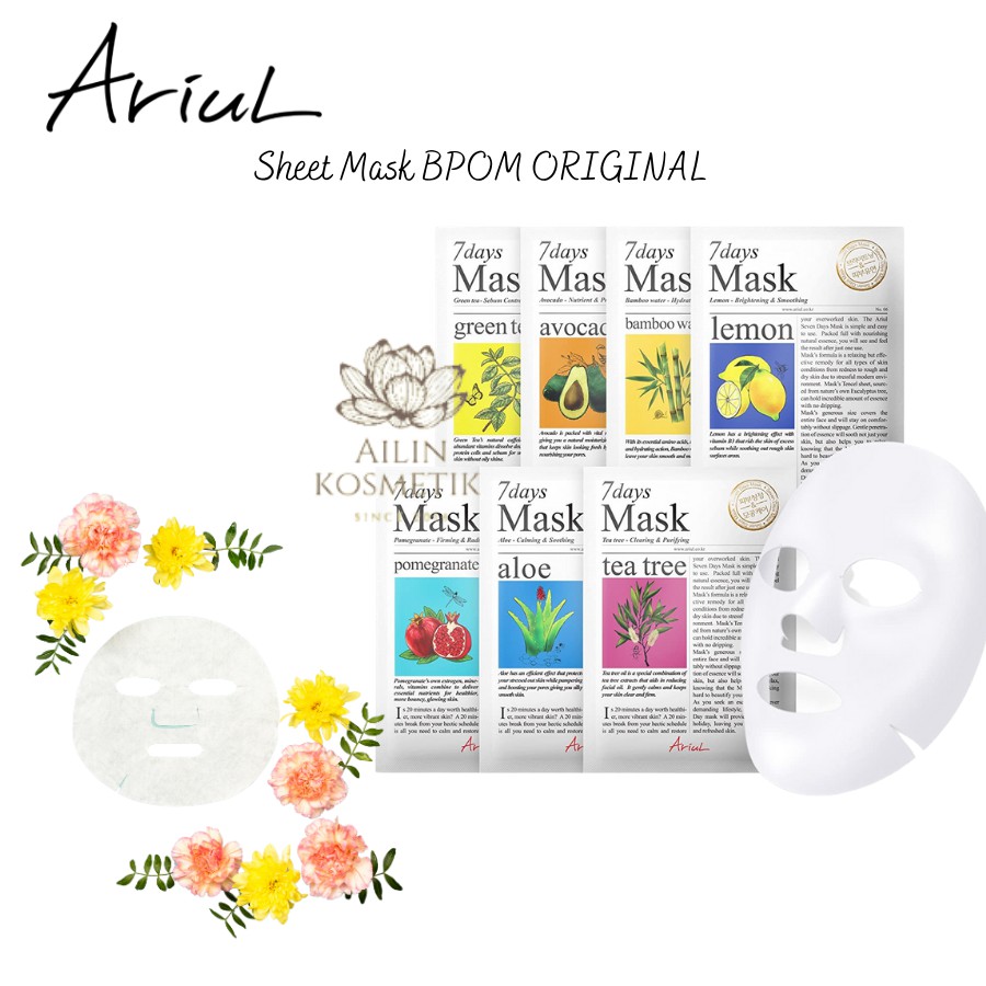 ARIUL 7 Days Sheet Mask BPOM ORIGINAL / Masker Wajah Korea Masker Tissue BY AILIN