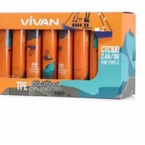 Kabel Data VIVAN CTC100 Type-C Kabel Charger Kabel Casan VIVAN CTC100 For Tipe C Original