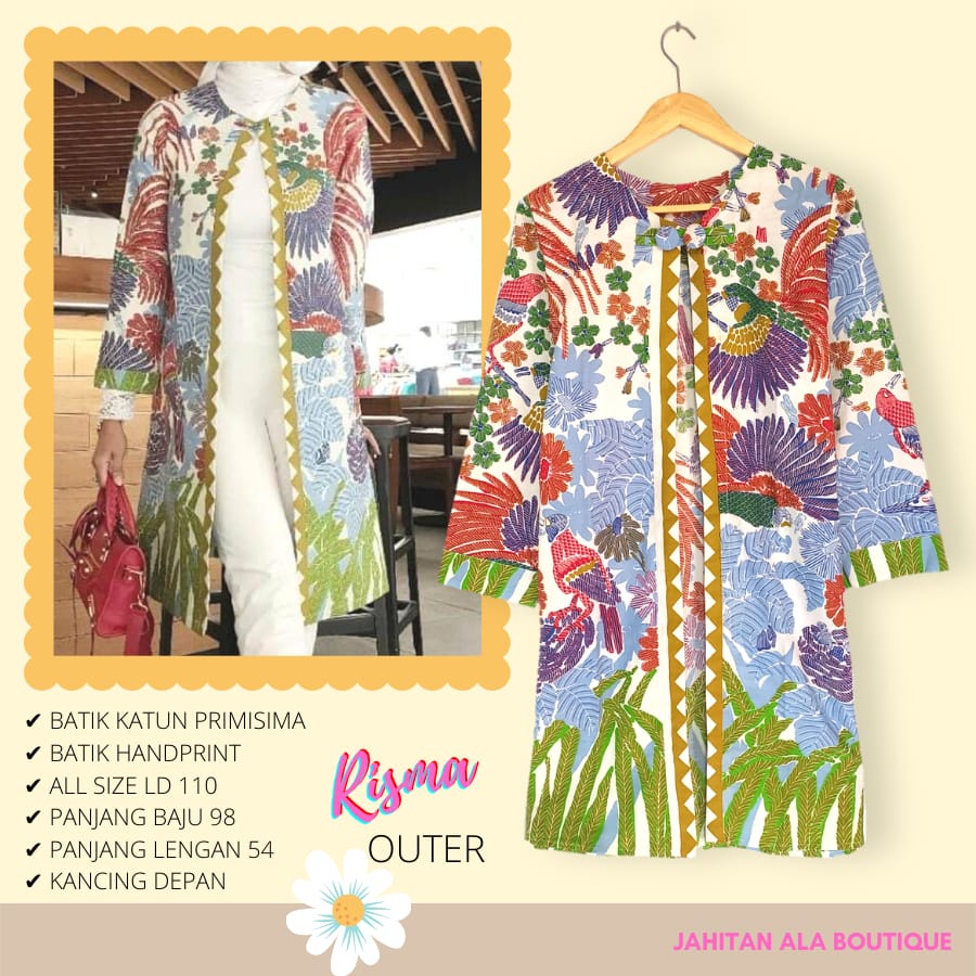 Outer risna batik solo atasan kerja vest outer lengan