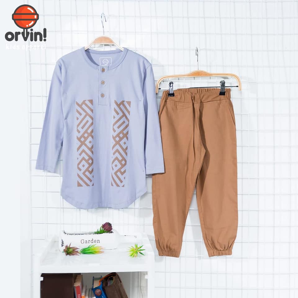 Stelan Anak Cowok Set Kurta Orvini Kids apparel Size 2-6 Tahun