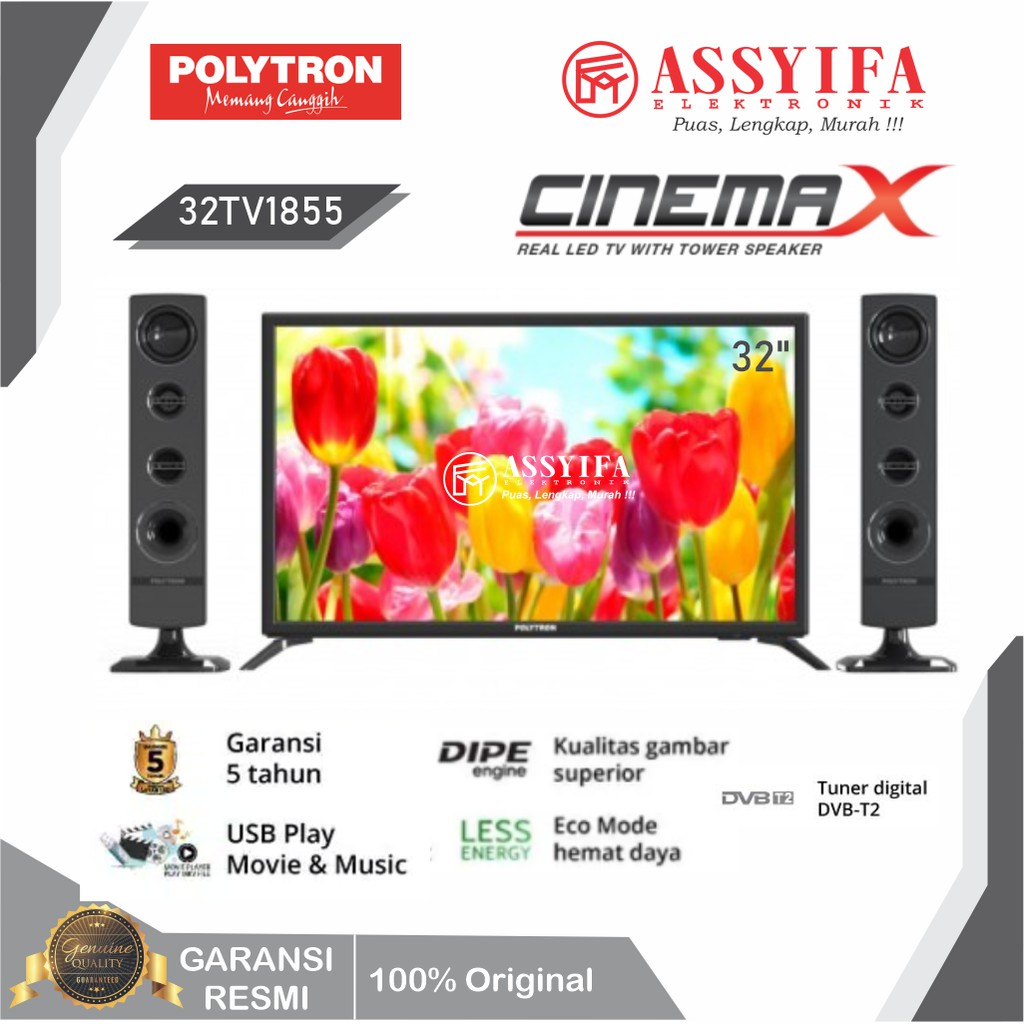 TV LED POLYTRON 32 INCH CINEMAX TOWER SPEAKER | DIGITAL TV PLD 32TV1855 + SPEAKER TOWER