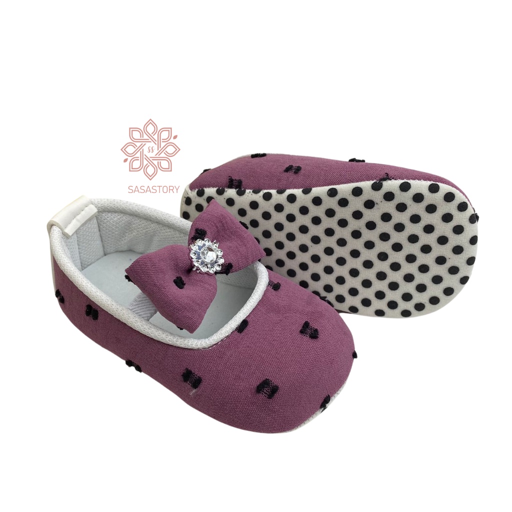 SEPATU BAYI BABY PREWALKER PITA POLKA ANAK PEREMPUAN 0-12 BULAN FP24