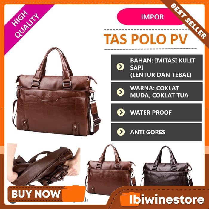 Terbaru termurah Bh141 Tas Polo Kulit Asli Polo Pv Tas Laptop Kulit Tas Kulit Asli Tas Branded Tas